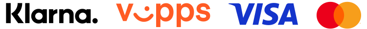 Godkjente betalingsmetoder: Klarna, Vipps, Visa, Mastercard