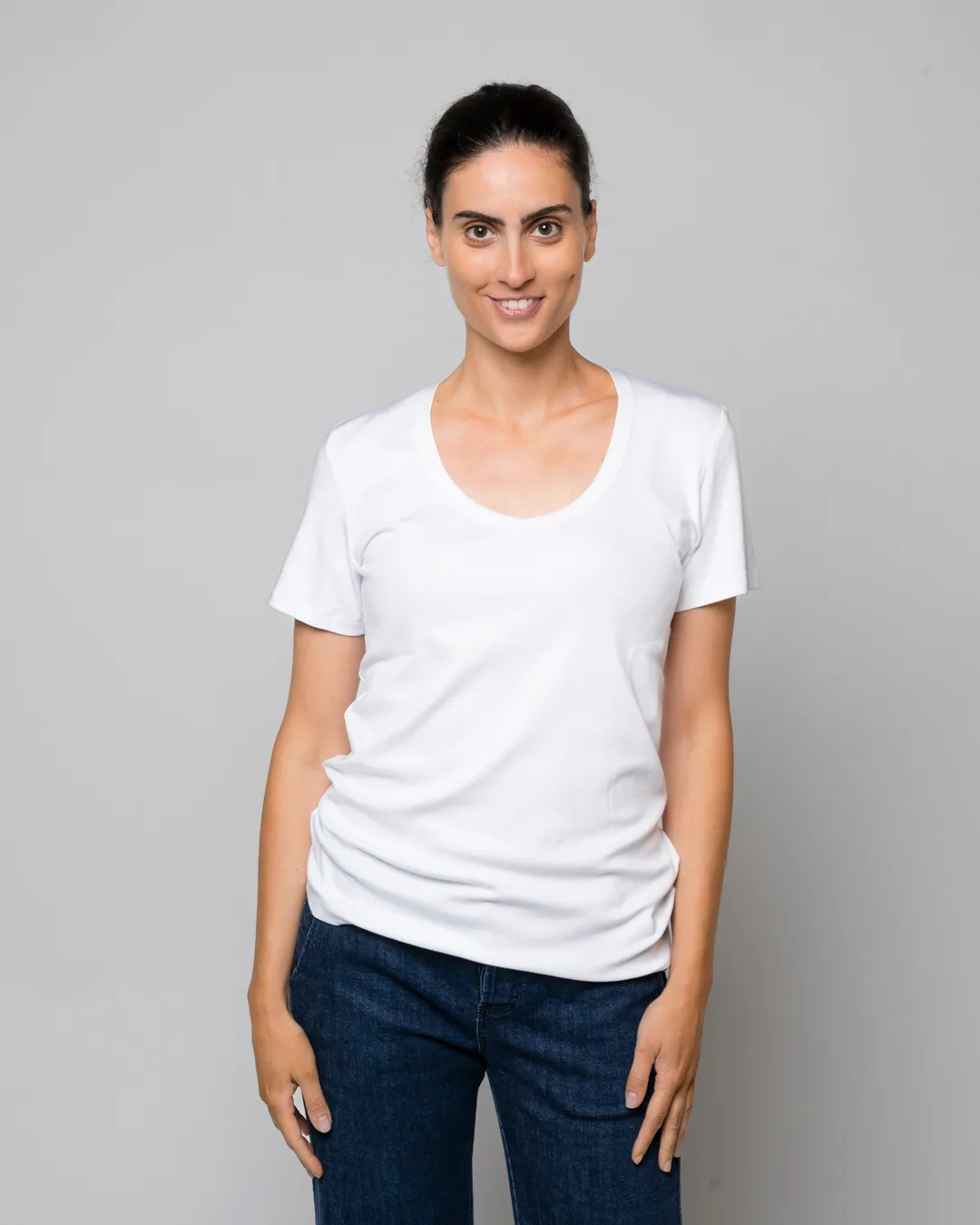 T-shirt, V hals, i amerikansk Pima bomullsjersey - Bilde 4