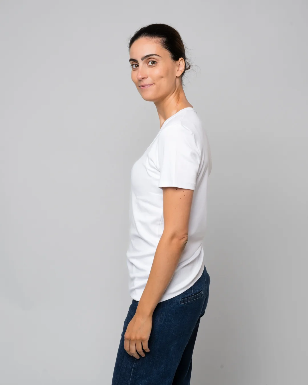 T-shirt, V hals, i amerikansk Pima bomullsjersey - Bilde 2