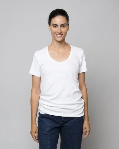 T-shirt, V hals, i amerikansk Pima bomullsjersey