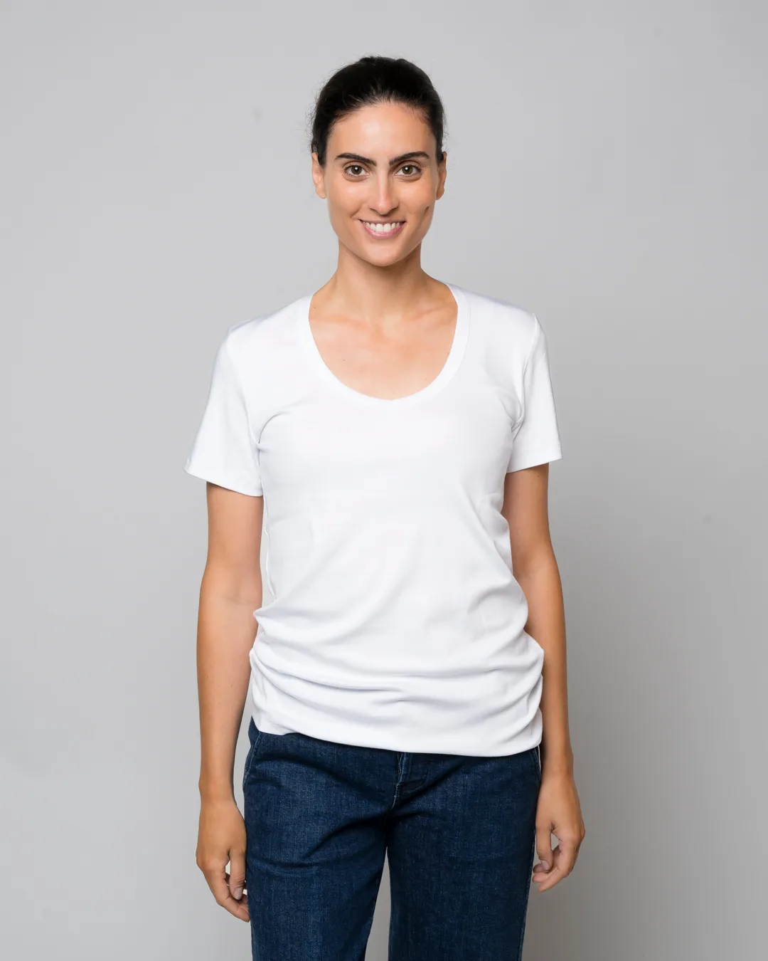 T-shirt, V hals, i amerikansk Pima bomullsjersey
