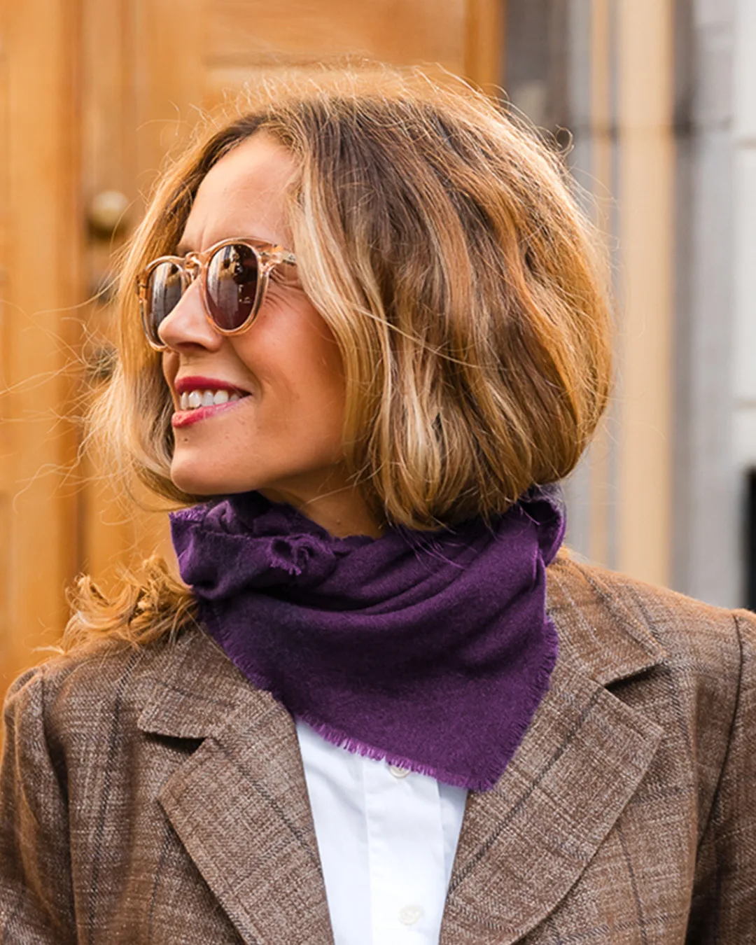 Skjerf 80x80 - Cashmere Lilla - Bilde 3
