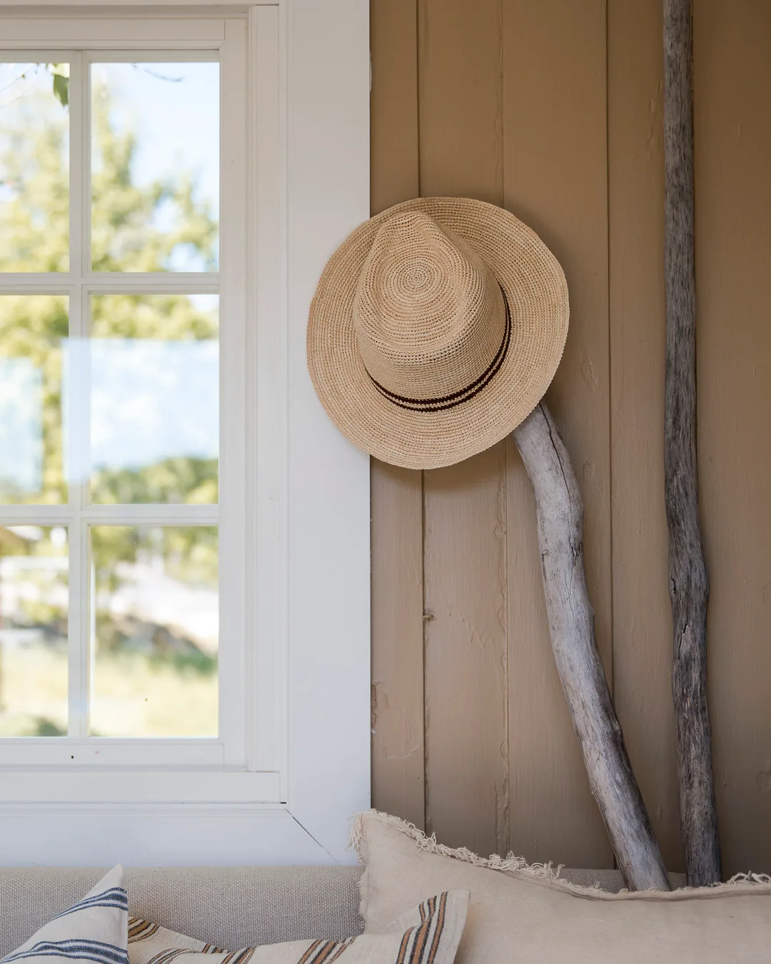 Hatt - Raffia Brune Striper - Bilde 4