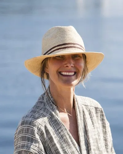 Hatt - Raffia Brune Striper