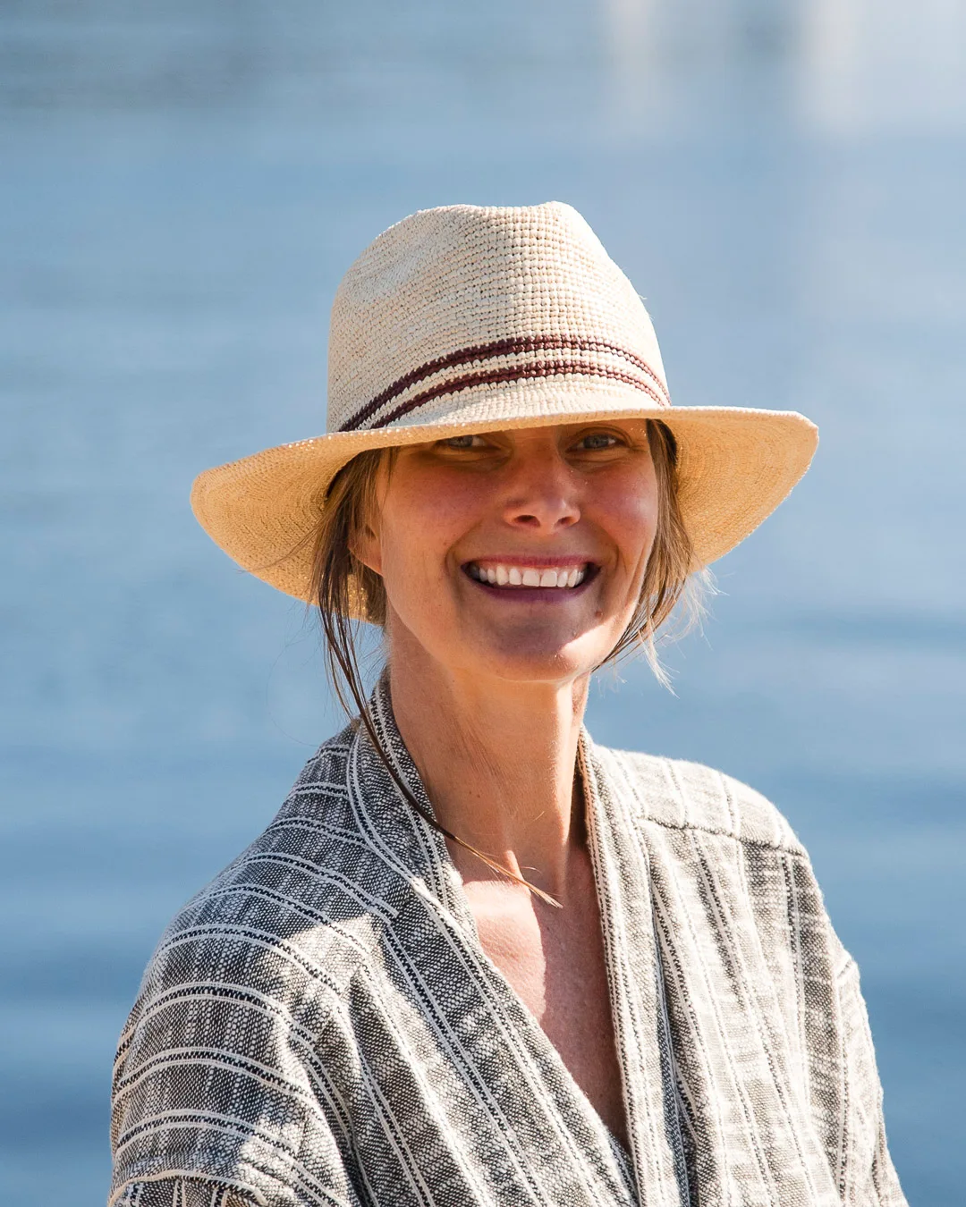 Hatt - Raffia Brune Striper