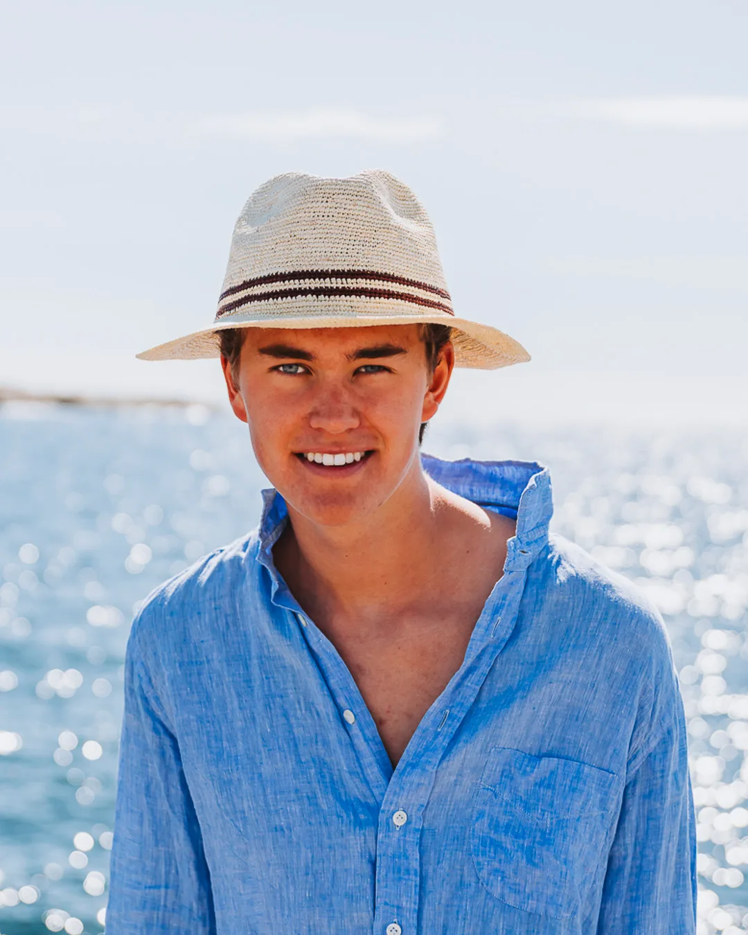 Hatt - Raffia Brune Striper - Bilde 5