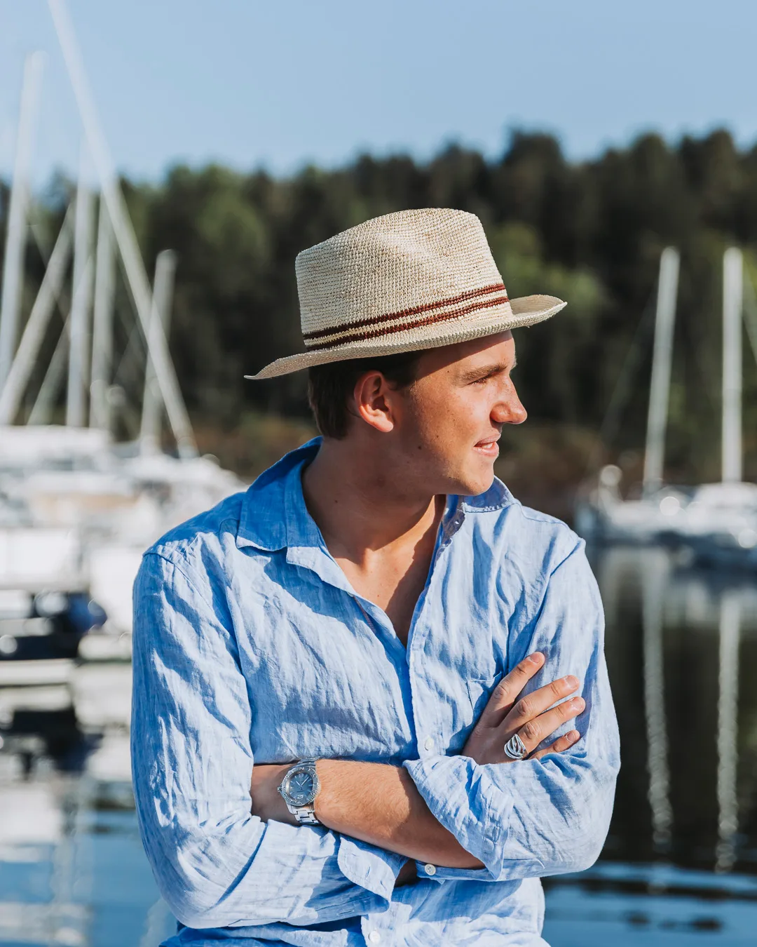 Hatt - Raffia Brune Striper - Bilde 6