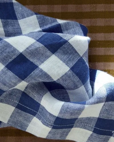 Linservietter - Gingham Ruter Blå