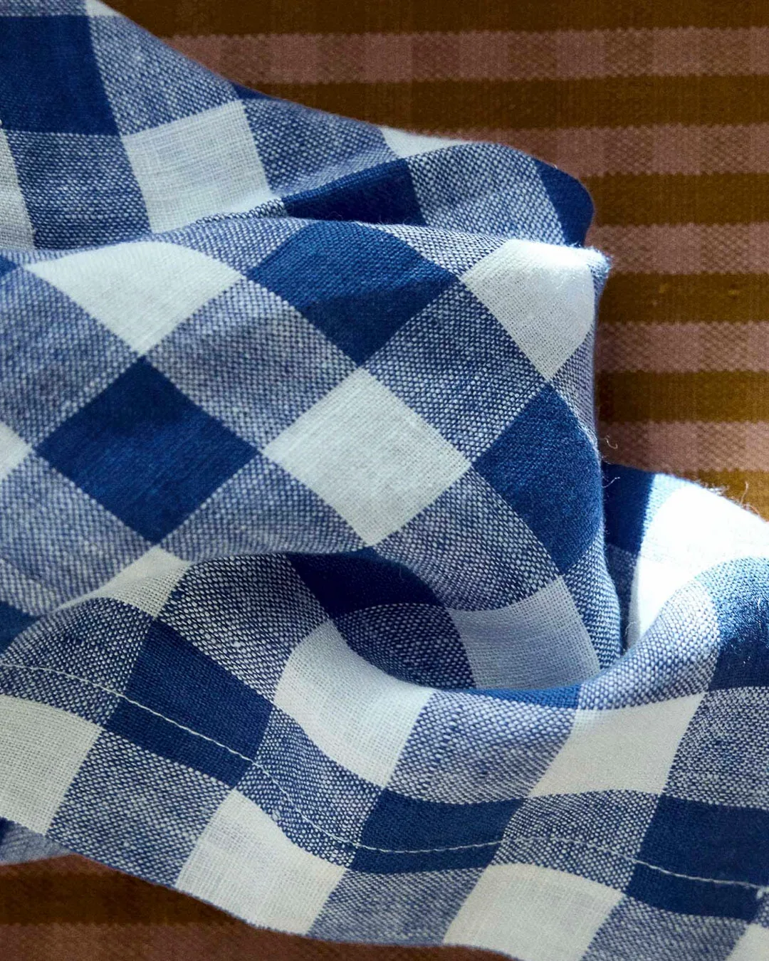 Linservietter - Gingham Ruter Blå
