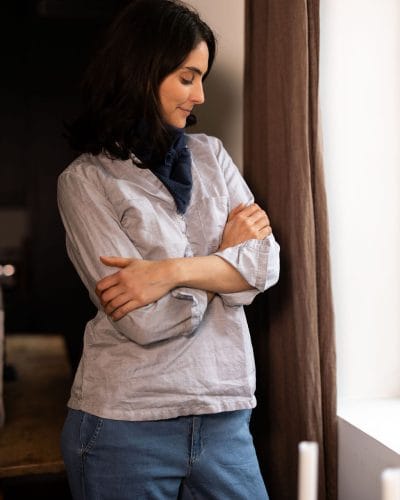 India Skjorte, Lysegrå Mix