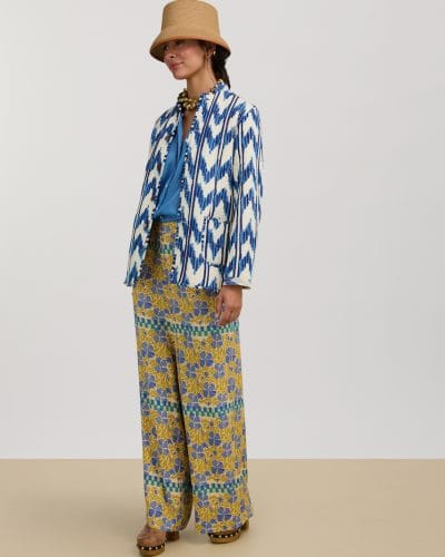 Lisa Corti quiltet jakke – blå ikat