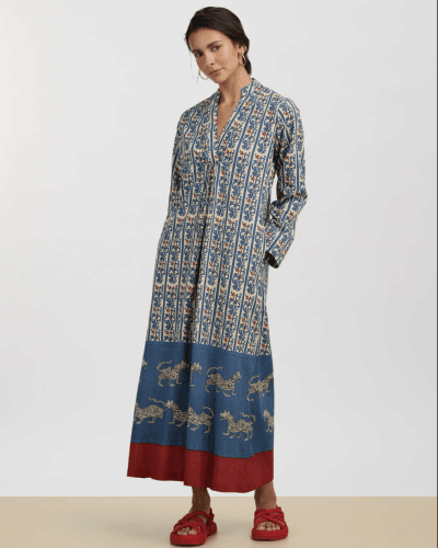 Lisa Corti kaftan - tigermønstret blå