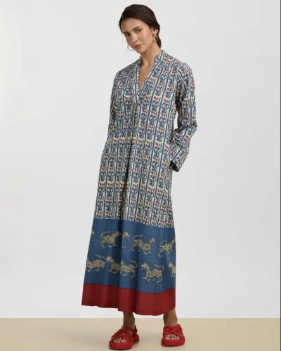 Lisa Corti kaftan - tigermønstret blå