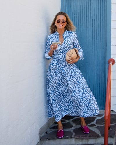 Kjole Ischia - blå ikat