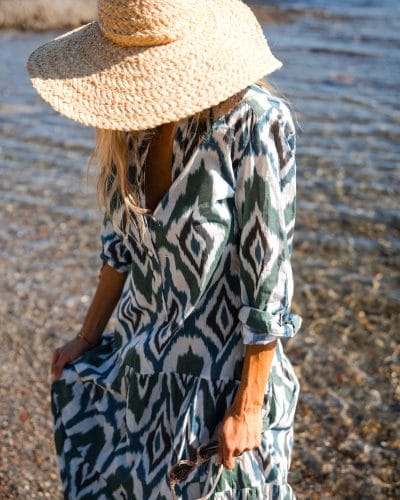 Kjole Ischia - grønn ikat